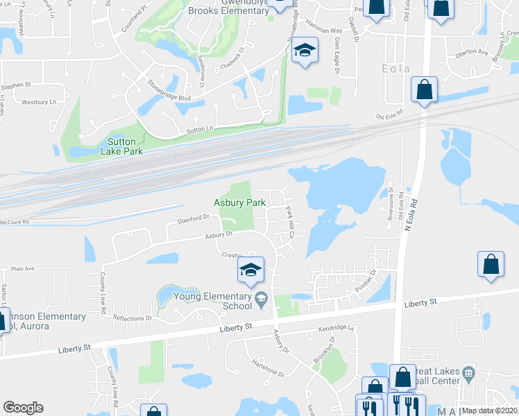 map of restaurants, bars, coffee shops, grocery stores, and more near 1063 Park Hill Circle in Aurora
