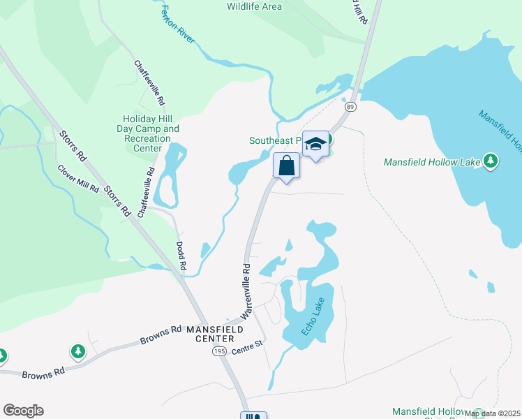 map of restaurants, bars, coffee shops, grocery stores, and more near 94 Warrenville Road in Mansfield