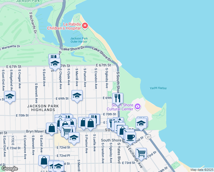 map of restaurants, bars, coffee shops, grocery stores, and more near in Chicago