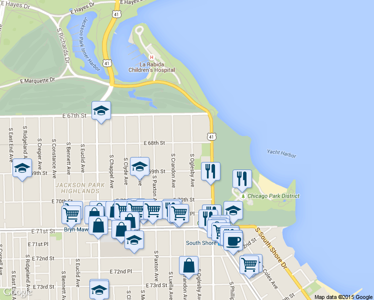 map of restaurants, bars, coffee shops, grocery stores, and more near in Chicago
