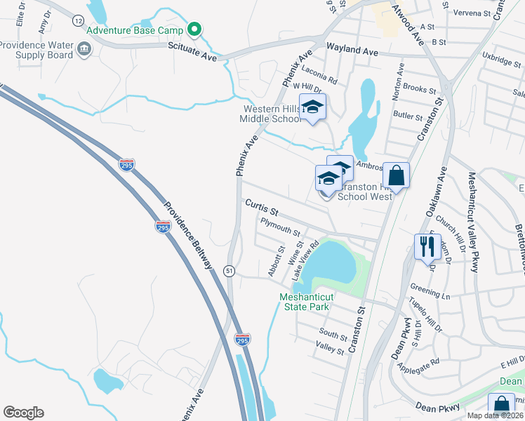 map of restaurants, bars, coffee shops, grocery stores, and more near 35 Metropolitan Avenue in Cranston