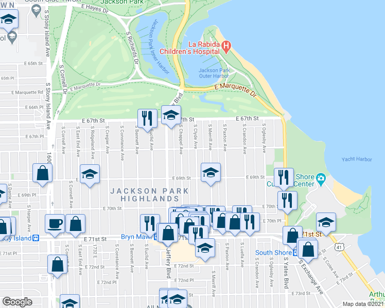 map of restaurants, bars, coffee shops, grocery stores, and more near in Chicago