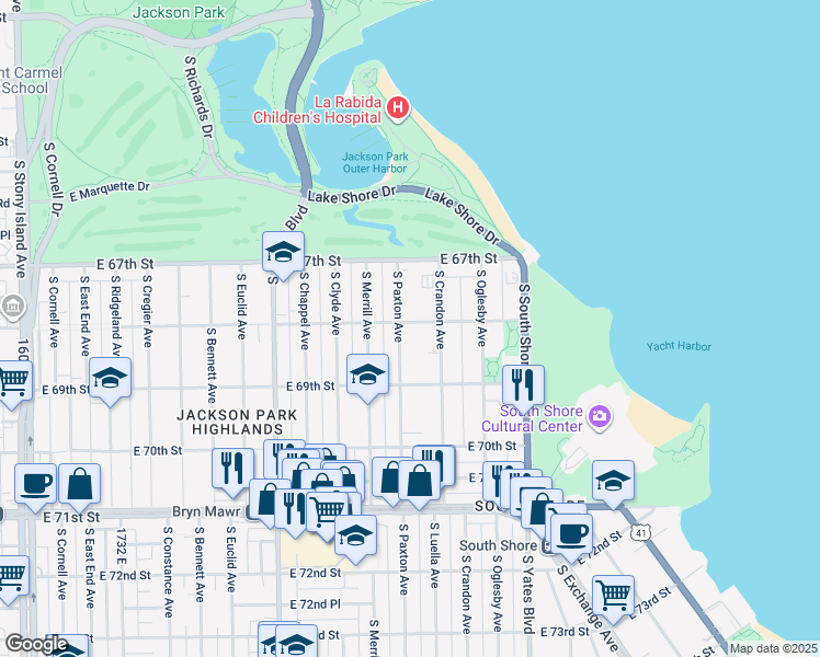 map of restaurants, bars, coffee shops, grocery stores, and more near in Chicago