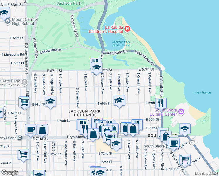 map of restaurants, bars, coffee shops, grocery stores, and more near in Chicago