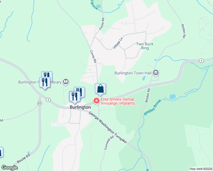 map of restaurants, bars, coffee shops, grocery stores, and more near 234 Spielman Highway in Burlington