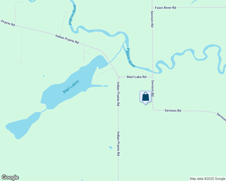 map of restaurants, bars, coffee shops, grocery stores, and more near 17787 Indian Prairie Road in White Pigeon