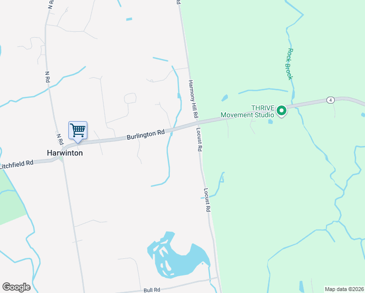 map of restaurants, bars, coffee shops, grocery stores, and more near 25 Locust Road in Harwinton