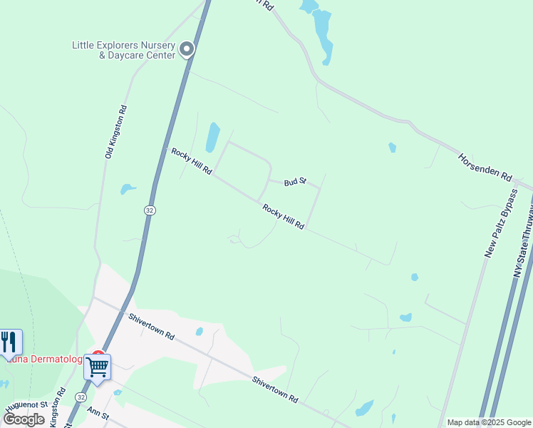 map of restaurants, bars, coffee shops, grocery stores, and more near 40 Rocky Hill Road in New Paltz