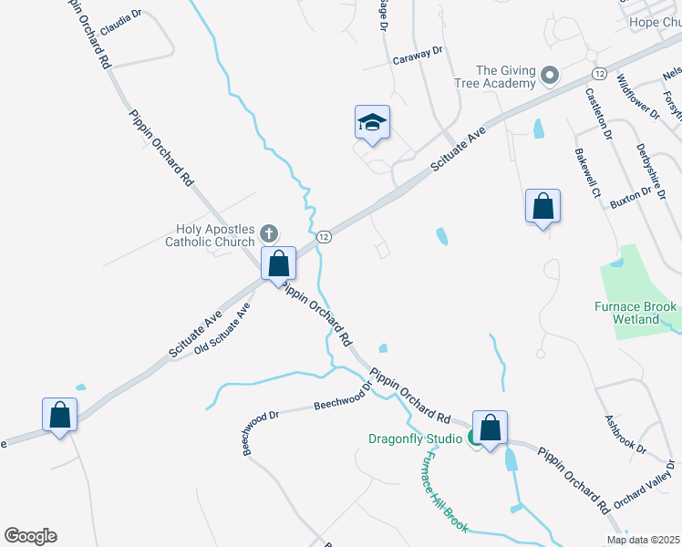 map of restaurants, bars, coffee shops, grocery stores, and more near 1706 Rhode Island 12 in Cranston