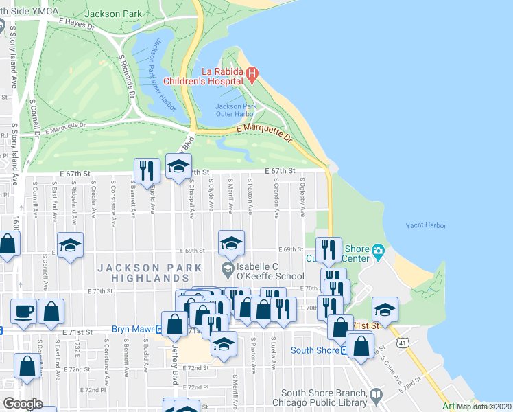 map of restaurants, bars, coffee shops, grocery stores, and more near in Chicago