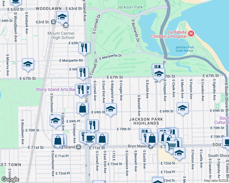 map of restaurants, bars, coffee shops, grocery stores, and more near in Chicago