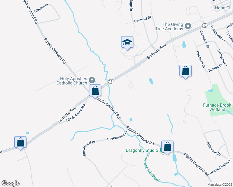 map of restaurants, bars, coffee shops, grocery stores, and more near 1706 Rhode Island 12 in Cranston