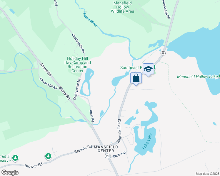 map of restaurants, bars, coffee shops, grocery stores, and more near 94 Warrenville Road in Mansfield