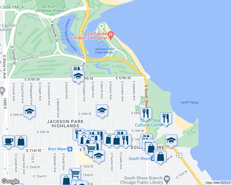 map of restaurants, bars, coffee shops, grocery stores, and more near in Chicago