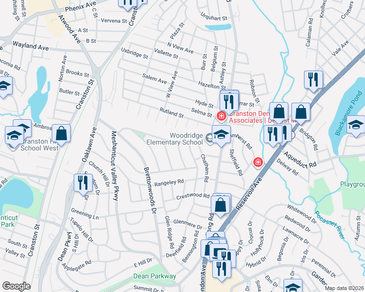 map of restaurants, bars, coffee shops, grocery stores, and more near 133 Sagamore Road in Cranston