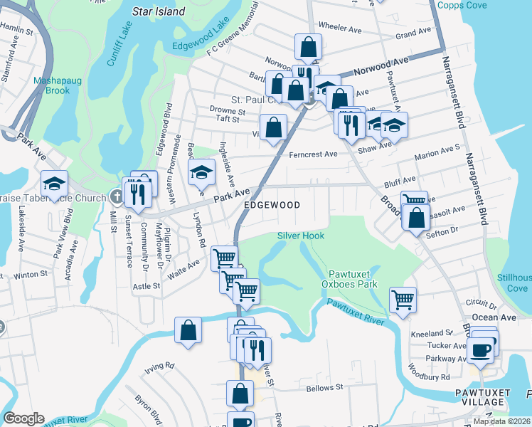 map of restaurants, bars, coffee shops, grocery stores, and more near in 