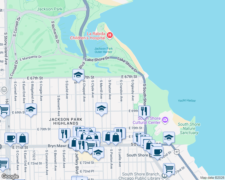 map of restaurants, bars, coffee shops, grocery stores, and more near in Chicago