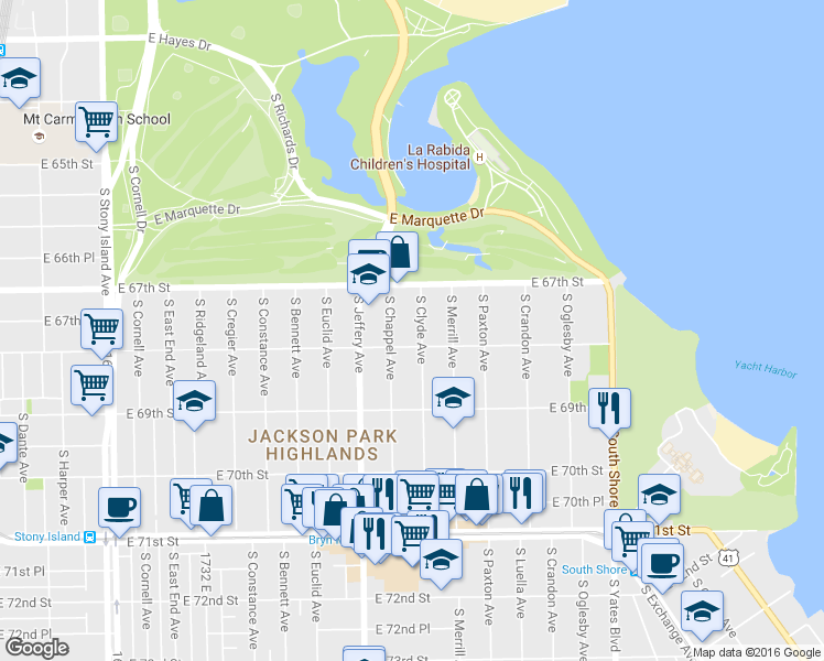 map of restaurants, bars, coffee shops, grocery stores, and more near in Chicago