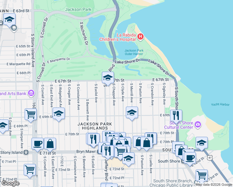 map of restaurants, bars, coffee shops, grocery stores, and more near in Chicago