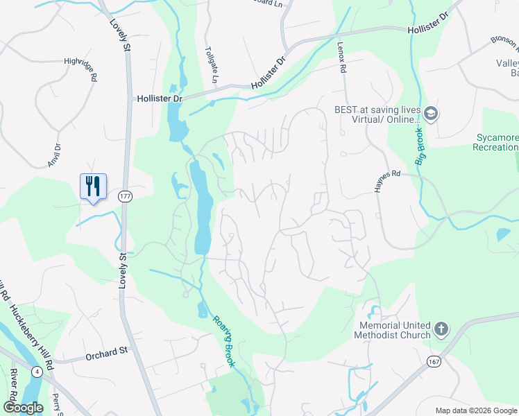 map of restaurants, bars, coffee shops, grocery stores, and more near 7 Fieldstone Lane in Avon
