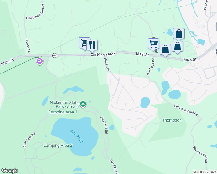 map of restaurants, bars, coffee shops, grocery stores, and more near 43 Hickory Lane in Brewster