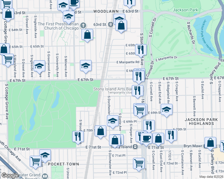 map of restaurants, bars, coffee shops, grocery stores, and more near in Chicago