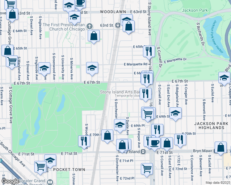 map of restaurants, bars, coffee shops, grocery stores, and more near in Chicago