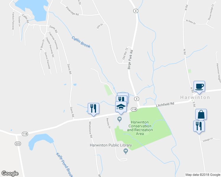 map of restaurants, bars, coffee shops, grocery stores, and more near 80 Cemetery Road in Harwinton