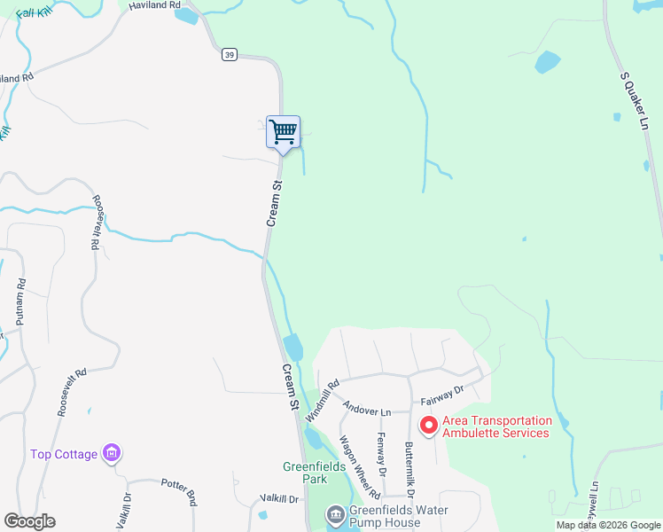 map of restaurants, bars, coffee shops, grocery stores, and more near 157 Cream Street in Poughkeepsie