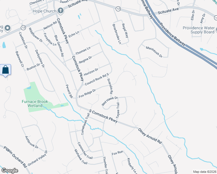 map of restaurants, bars, coffee shops, grocery stores, and more near 79 Fox Ridge Drive in Cranston