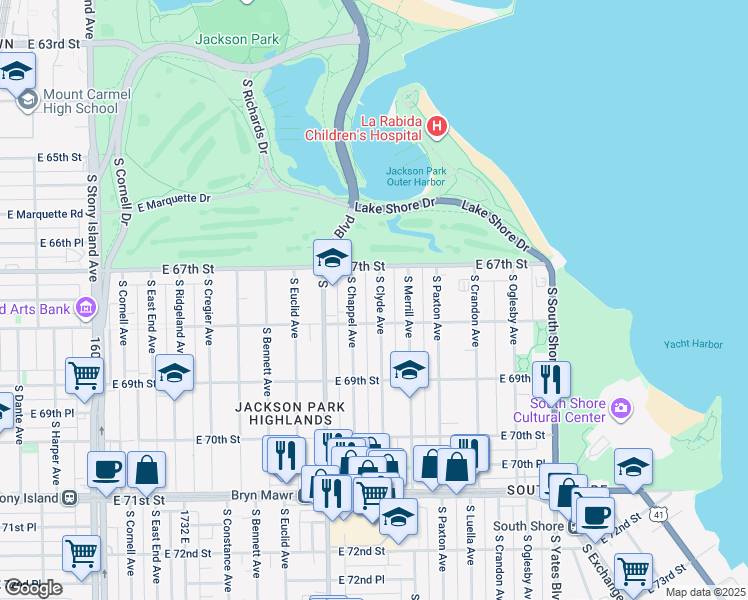 map of restaurants, bars, coffee shops, grocery stores, and more near in Chicago