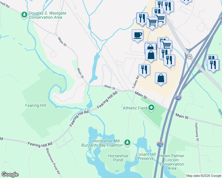 map of restaurants, bars, coffee shops, grocery stores, and more near 806 Main Street in Wareham