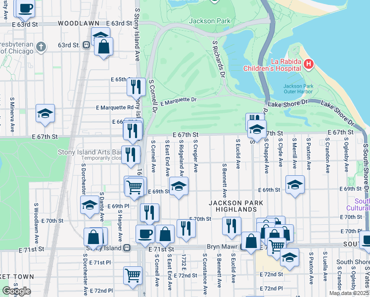 map of restaurants, bars, coffee shops, grocery stores, and more near in Chicago