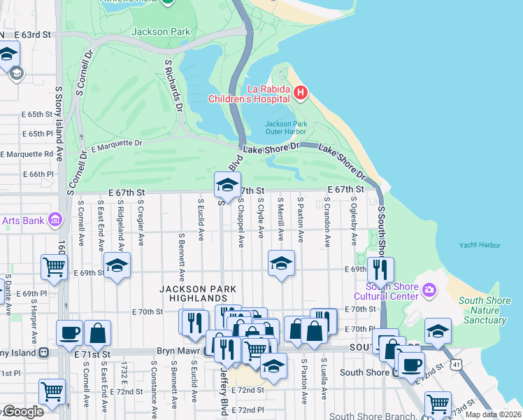 map of restaurants, bars, coffee shops, grocery stores, and more near in Chicago