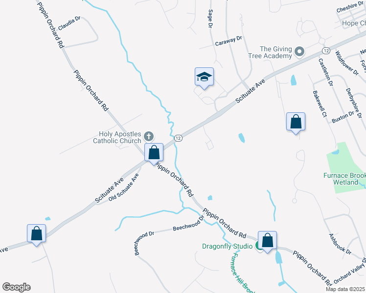 map of restaurants, bars, coffee shops, grocery stores, and more near 1706 Rhode Island 12 in Cranston