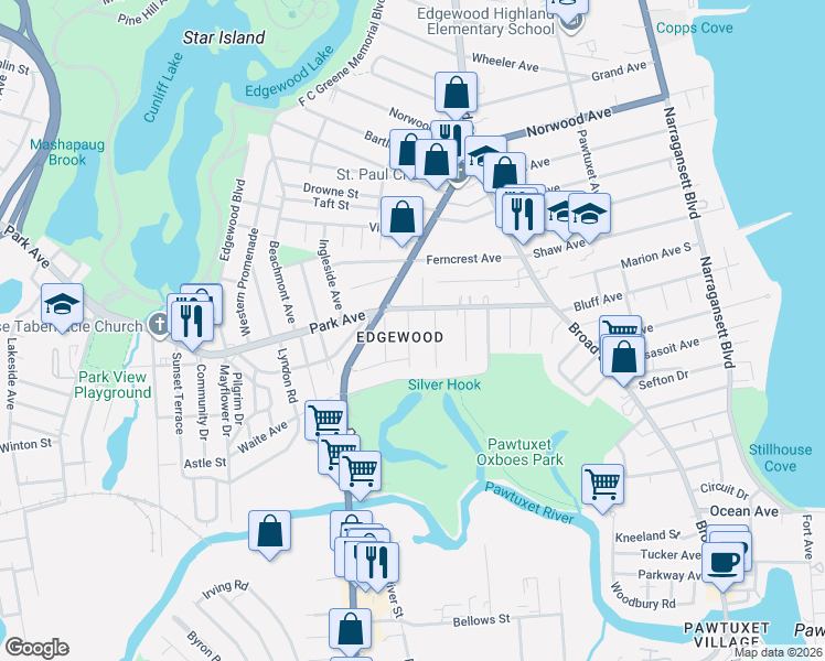 map of restaurants, bars, coffee shops, grocery stores, and more near in 