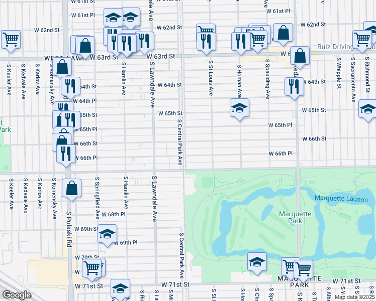 map of restaurants, bars, coffee shops, grocery stores, and more near in Chicago