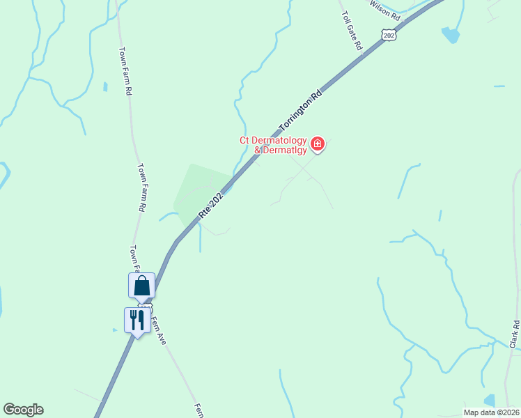 map of restaurants, bars, coffee shops, grocery stores, and more near 478 Torrington Road in Litchfield