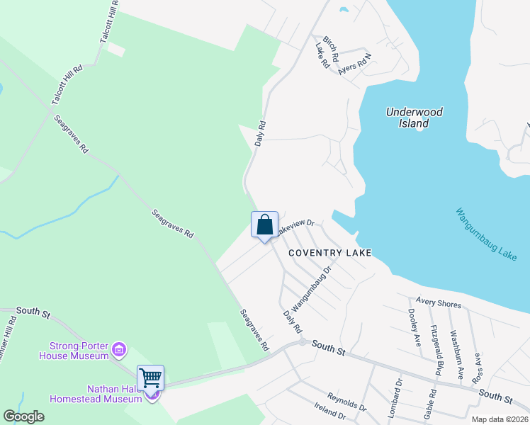 map of restaurants, bars, coffee shops, grocery stores, and more near 505 Daly Road in Coventry