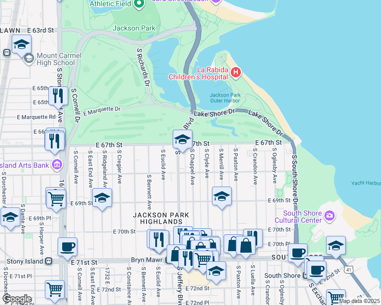 map of restaurants, bars, coffee shops, grocery stores, and more near in Chicago