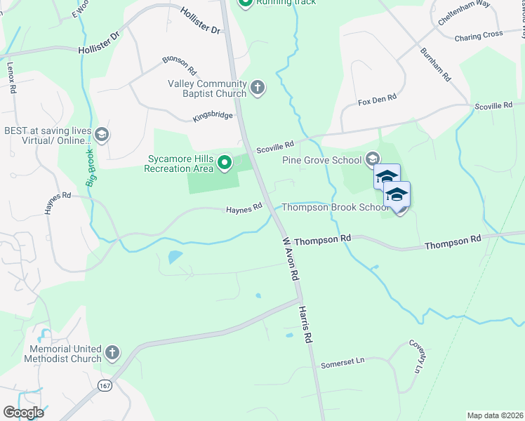 map of restaurants, bars, coffee shops, grocery stores, and more near 10 Haynes Road in Avon