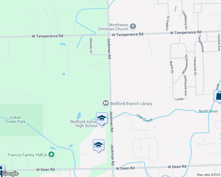 map of restaurants, bars, coffee shops, grocery stores, and more near 8285 Jackman Road in Temperance