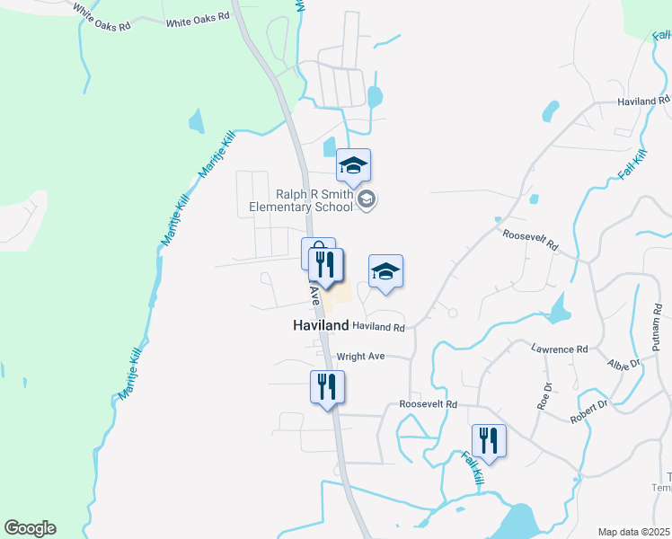 map of restaurants, bars, coffee shops, grocery stores, and more near 5 Alexander Dr in Haviland
