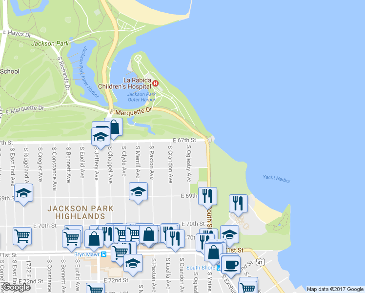 map of restaurants, bars, coffee shops, grocery stores, and more near in Chicago