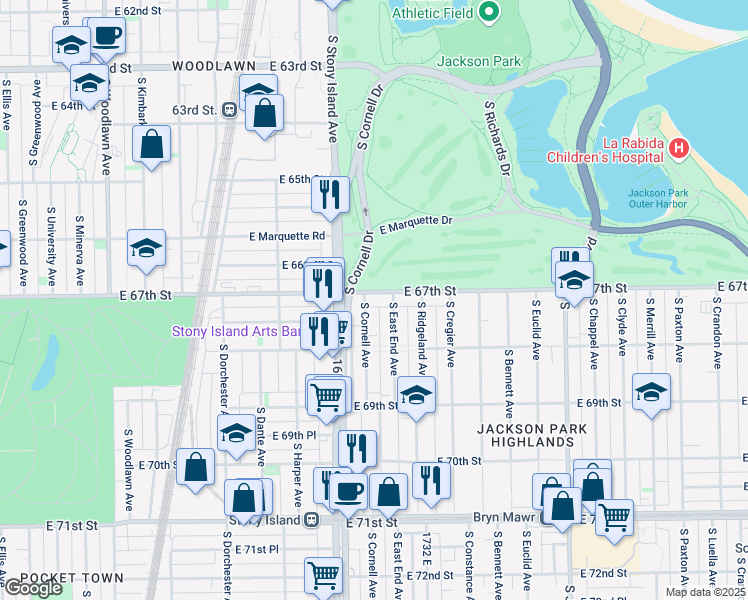 map of restaurants, bars, coffee shops, grocery stores, and more near in Chicago