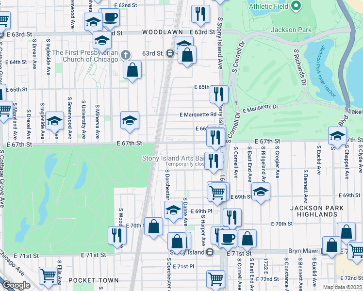 map of restaurants, bars, coffee shops, grocery stores, and more near in Chicago