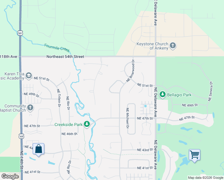 map of restaurants, bars, coffee shops, grocery stores, and more near 808 Northeast Cherry Plum Drive in Ankeny