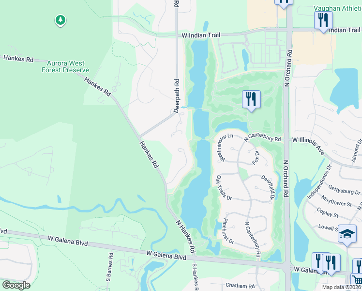 map of restaurants, bars, coffee shops, grocery stores, and more near 665 Blackberry Ridge Drive in Aurora