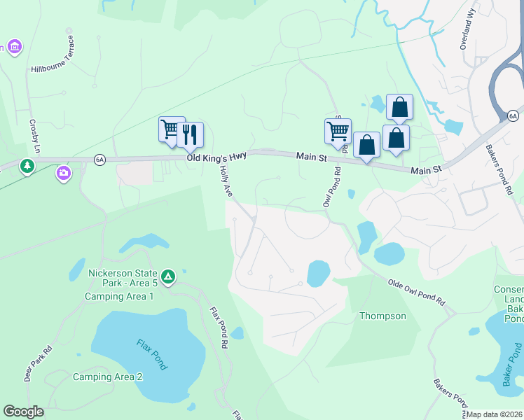 map of restaurants, bars, coffee shops, grocery stores, and more near 16 Birch Ln in Brewster