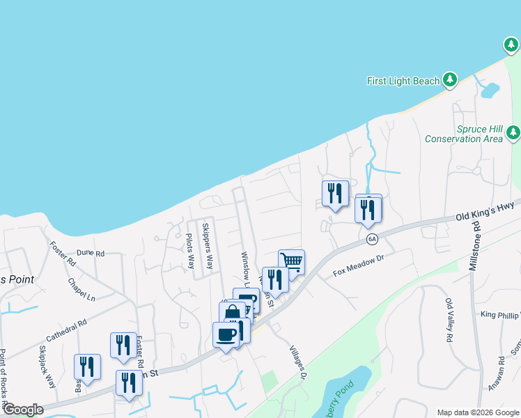 map of restaurants, bars, coffee shops, grocery stores, and more near 51 Gilbert Road in Brewster